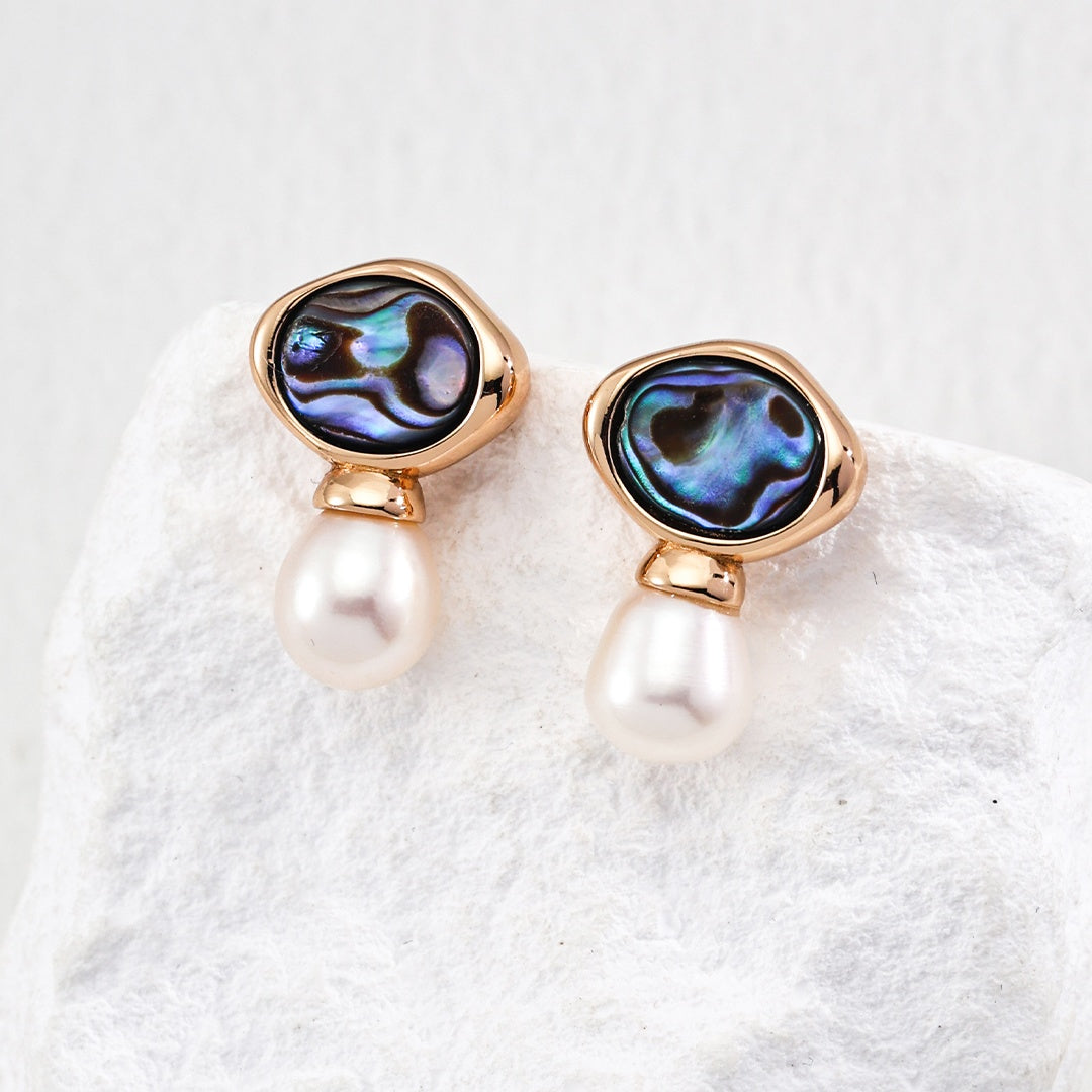 アバロンシェルとパールのピアス