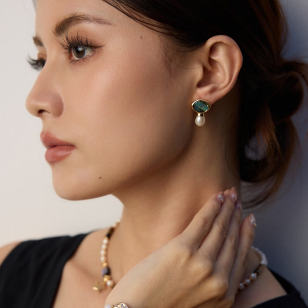アバロンシェルとパールのピアス