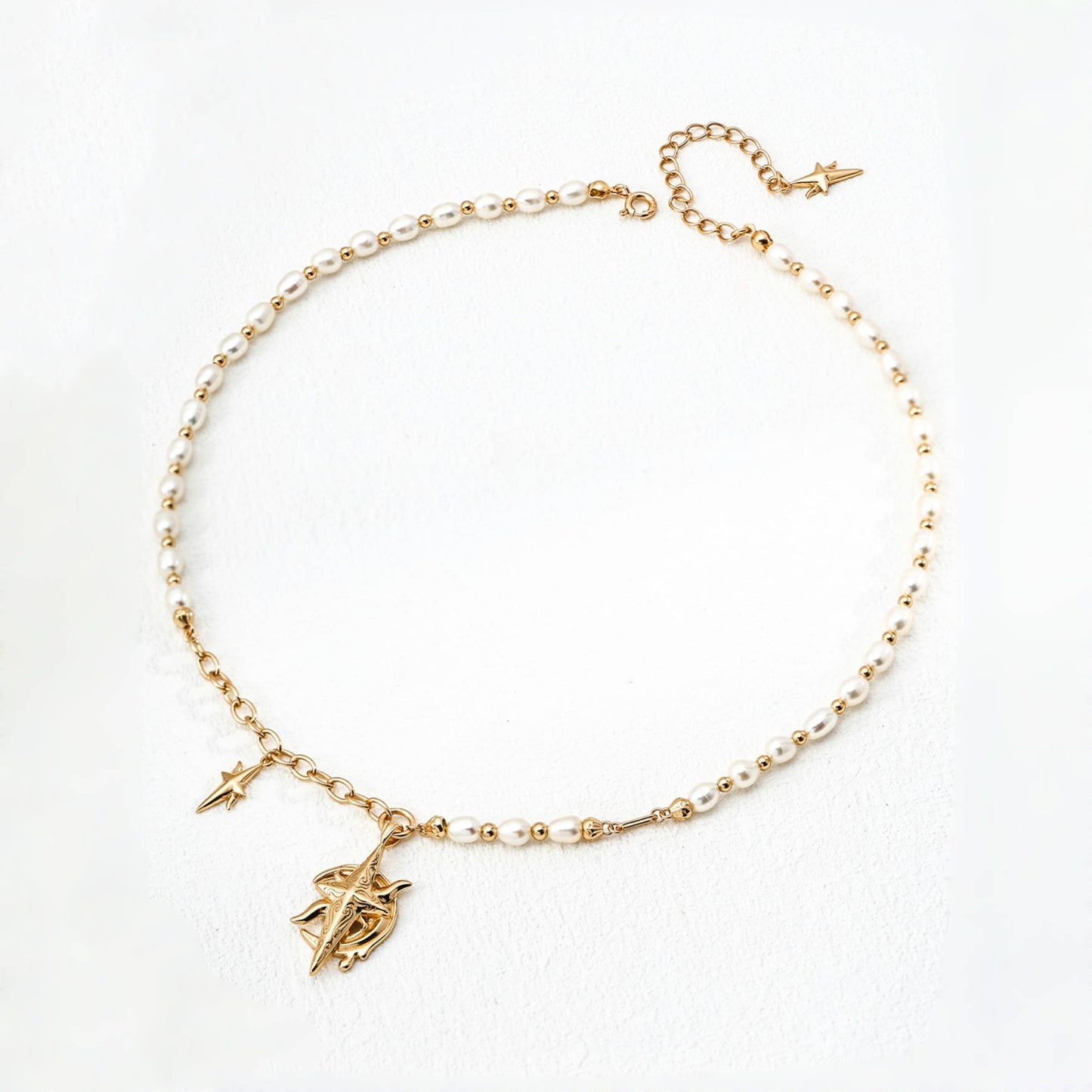 星と月モチーフ ネックレス シルバー ゴールド
