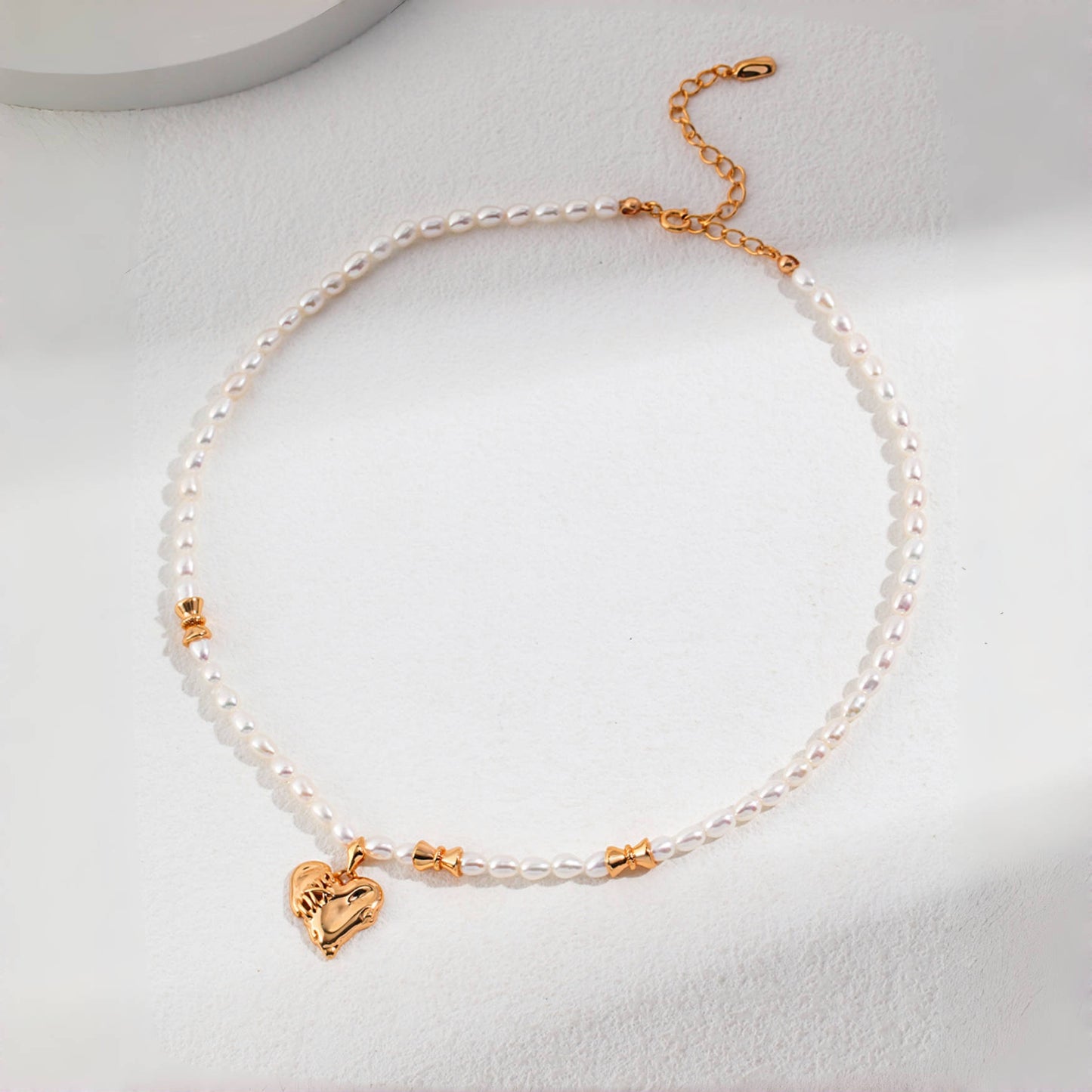 ハート型淡水パールS925ゴールドメッキネックレス
