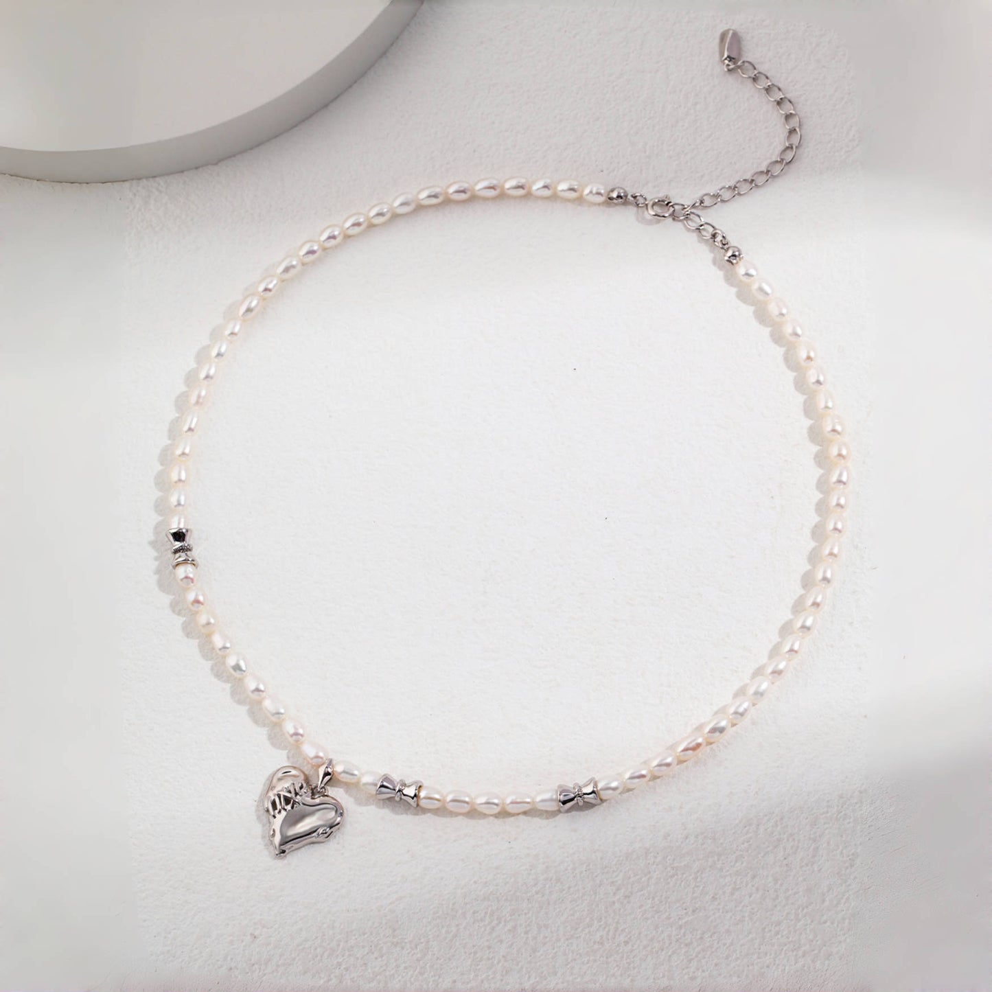 ハート型淡水パールS925ゴールドメッキネックレス