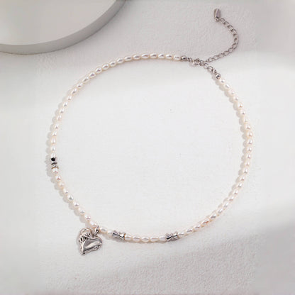 ハート型淡水パールS925ゴールドメッキネックレス